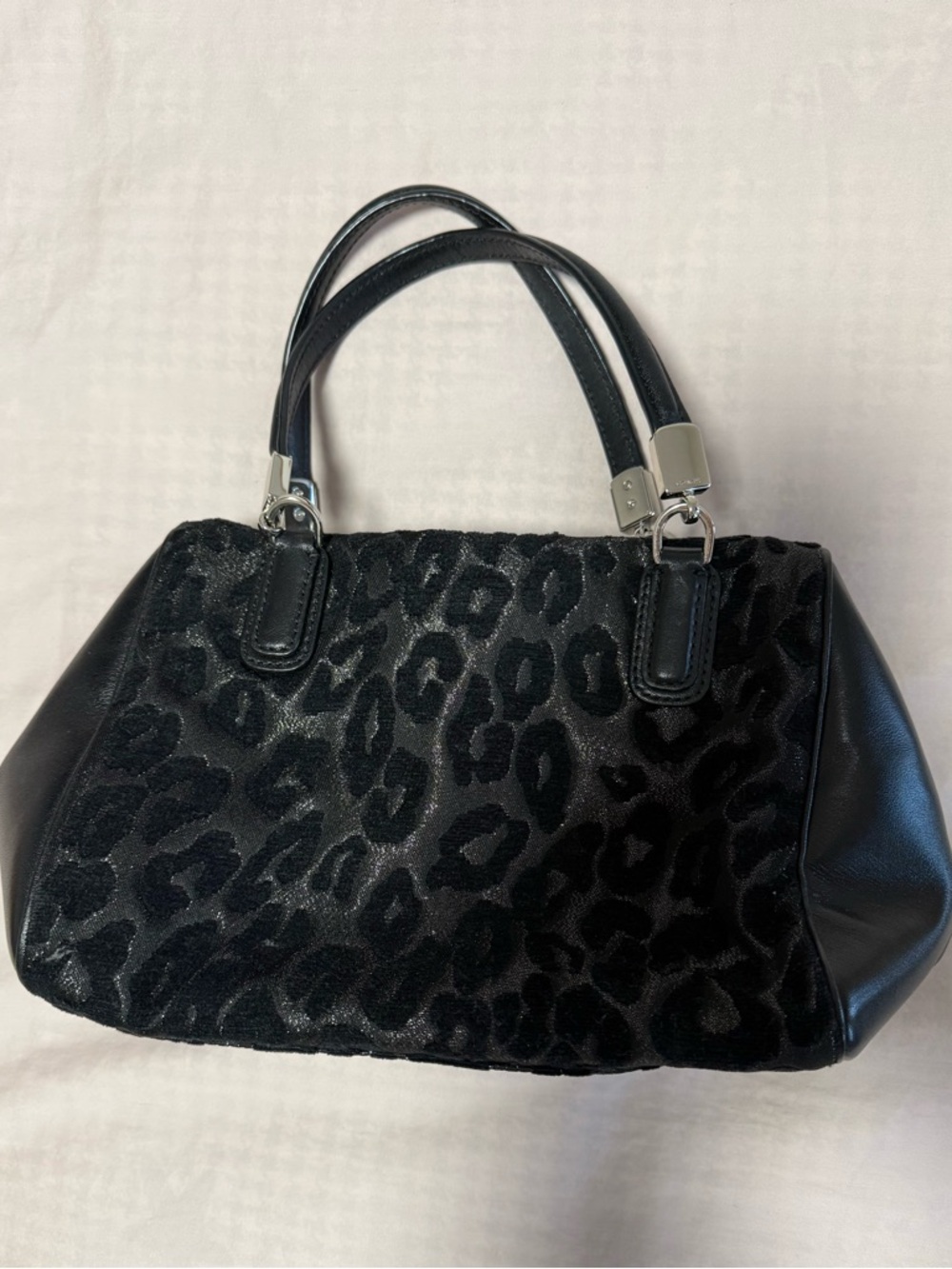 Women’s Black coach Leopard Print Satchel Handbag
